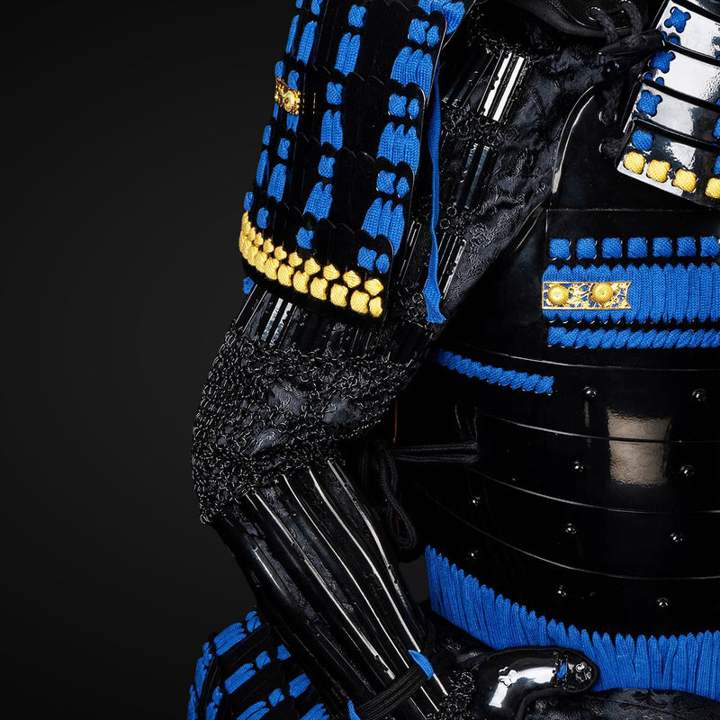 Handmade Life-Size Black & Blue Japanese Samurai Armor Authentic Yoroi 