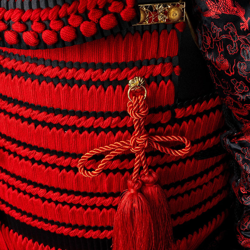 Handmade Kachi Red & Black Oda Clan Samurai Armor, Life Size Yoroi 