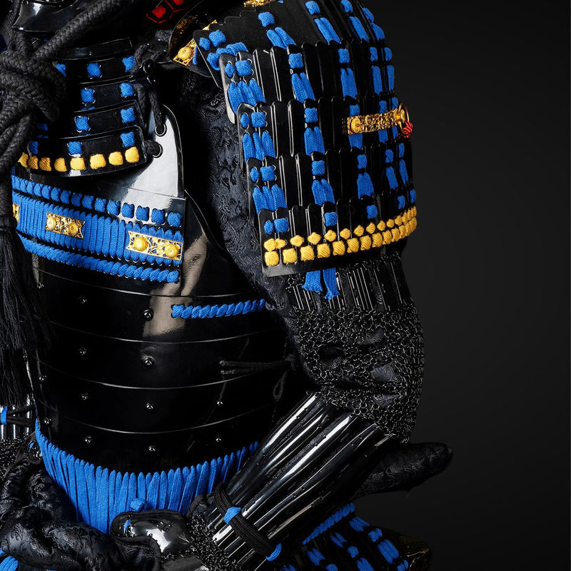 Handmade Life-Size Black & Blue Japanese Samurai Armor Authentic Yoroi 