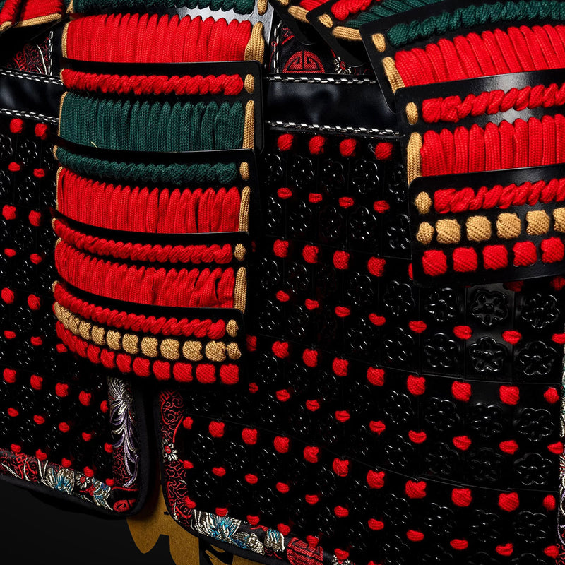 Handmade Oda Clan Red & Black Samurai Armor, Life-Size Yoroi with Helm 