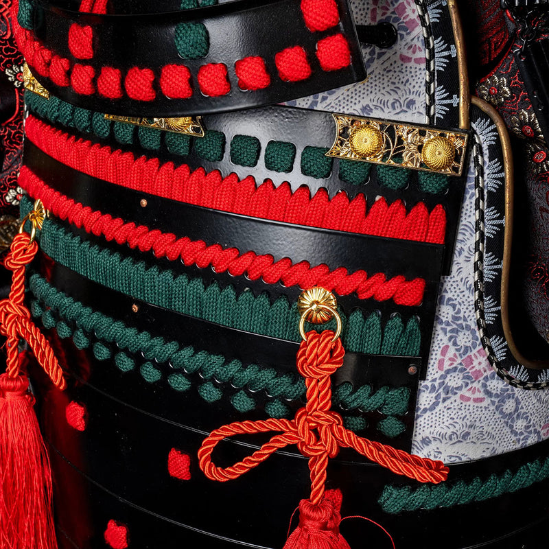 Handmade Oda Clan Red & Black Samurai Armor, Life-Size Yoroi with Helm 