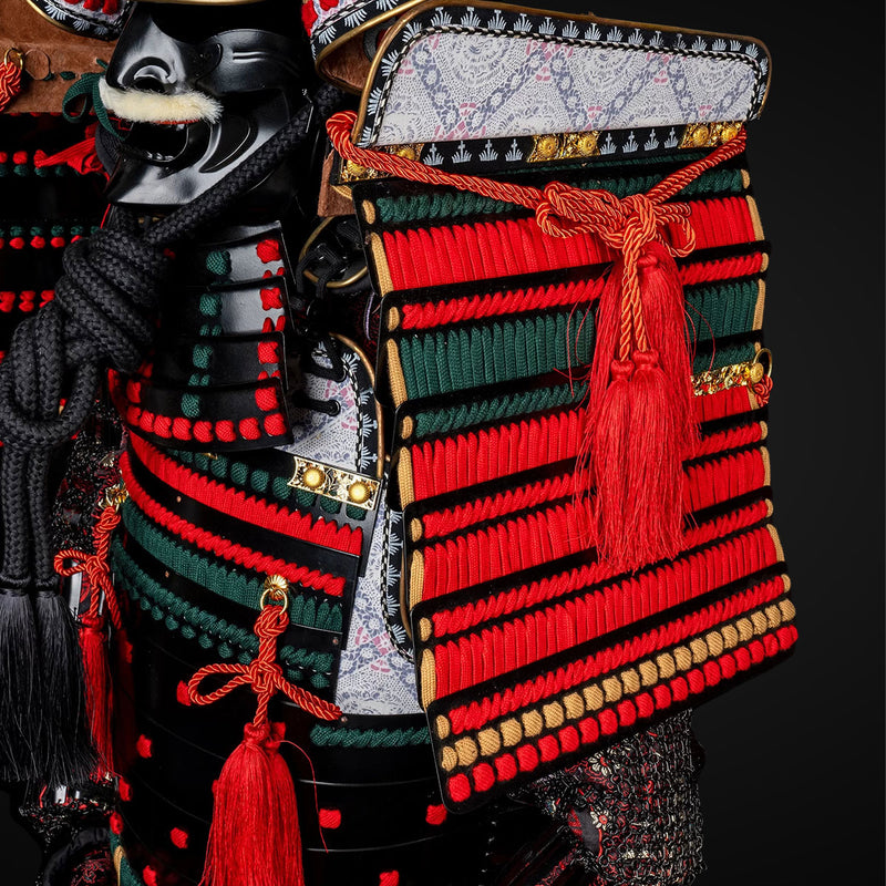 Handmade Oda Clan Red & Black Samurai Armor, Life-Size Yoroi with Helm 