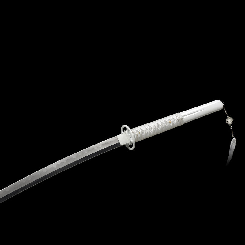 Hand Forged Anime Bleach Rukia's Katana Sword Sode No Shirayuki Honsanmai Clay Tempered Mirrorlike Blade 