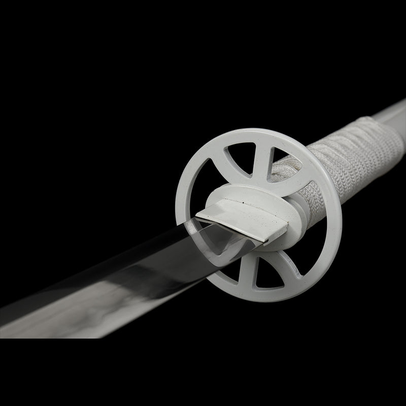 Hand Forged Anime Bleach Rukia's Katana Sword Sode No Shirayuki Honsanmai Clay Tempered Mirrorlike Blade 
