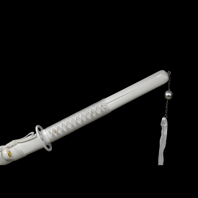 Hand Forged Anime Bleach Rukia's Katana Sword Sode No Shirayuki Honsanmai Clay Tempered Mirrorlike Blade 