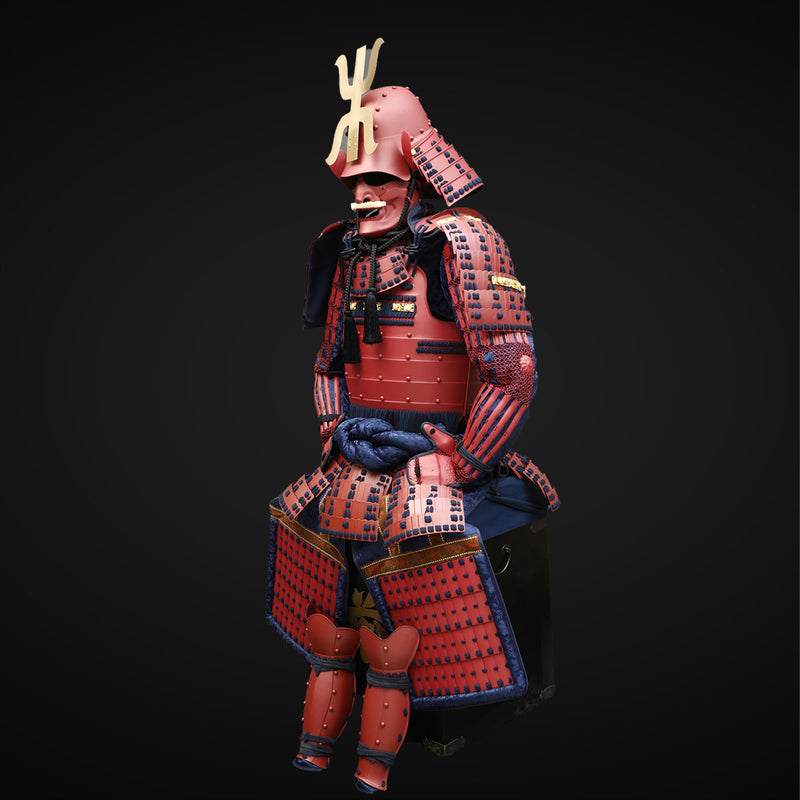 Handmade Tokugawa Clan Black & Blue Samurai Armor with Kuro Kuwagata H 