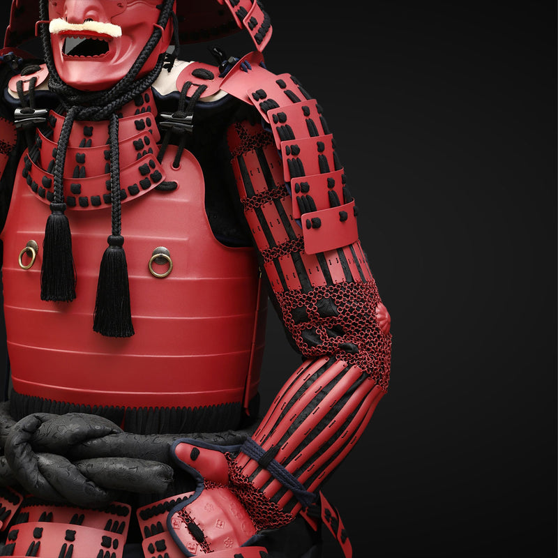Handmade Life-Size Red Iyozane Japanese Samurai Armor Yoroi 