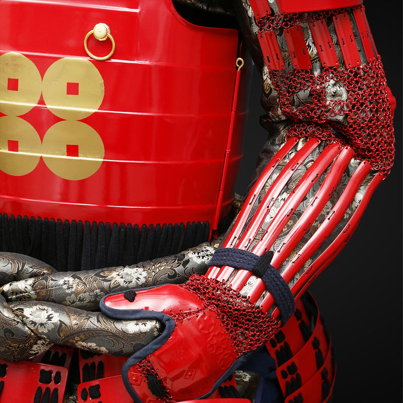 Handmade Life-Size Yoroi,Red Yukimura Sanada Samurai Armor with Deer A 