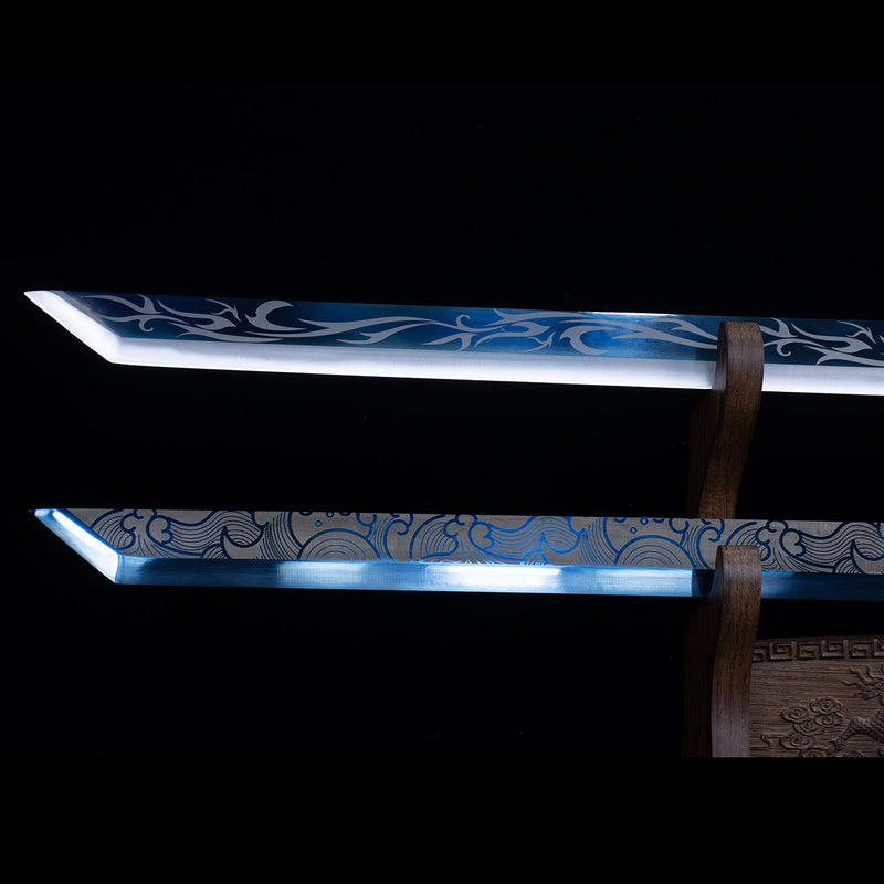 Handmade Chinese Azure Nature & Ocean Wave Tang Dao Sword 