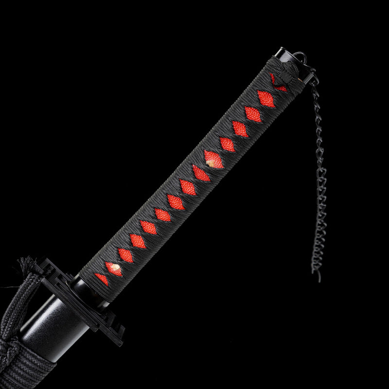Clay Tempered Ichigo Bankai Katana – Red Black Hamon Bleach Sword Replica 