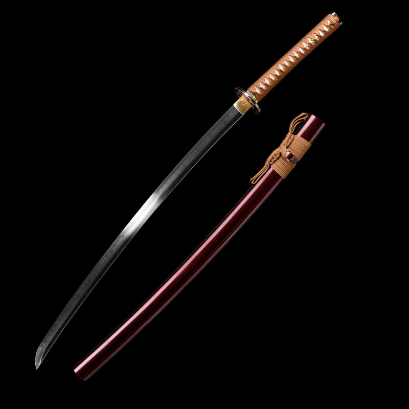 Bloodbane - 1045 Steel Burnt Blade Katana with Ray Skin Handle & Copper Guard 
