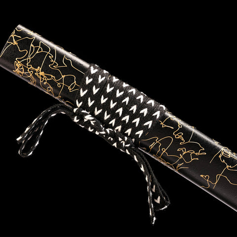 Solid Wood Piano Lacquer Saya Scabbard for Dark Night Golden Katana