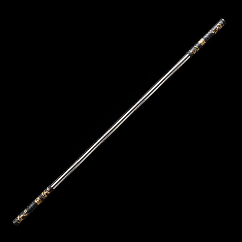 150cm Monkey King Staff Replica with Black-Gold Carved Alloy Fittings & Steel Shaft 