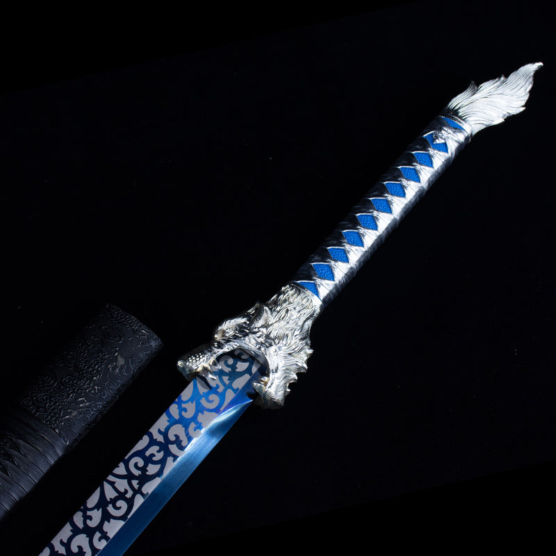 Chinese Tang Dao Sword - High Manganese Steel, Wolf Head Handle 