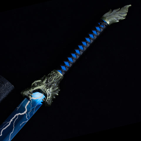 Handmade Chinese Tang Dao Sword - Manganese Steel with Wolf Head Carved-QQ03856-U-COOLKATANA