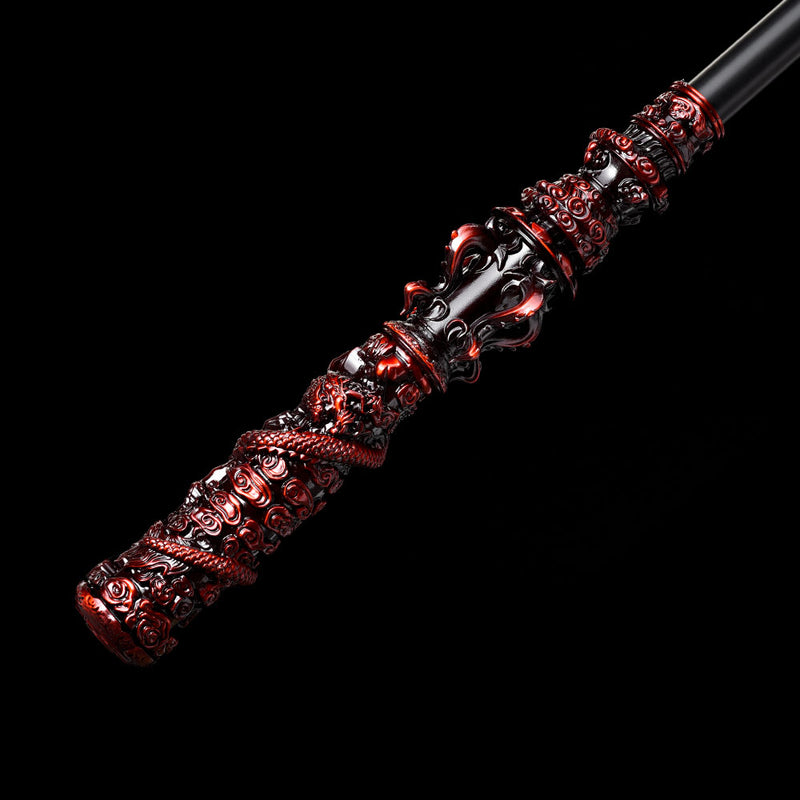 Black Myth Wukong schwarz-rote Legierung Ruyi Jingu Bang Stab Replik – 180 cm 
