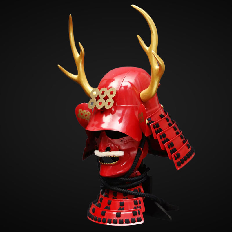 Handmade Life-Size Yoroi,Red Yukimura Sanada Samurai Armor with Deer A 