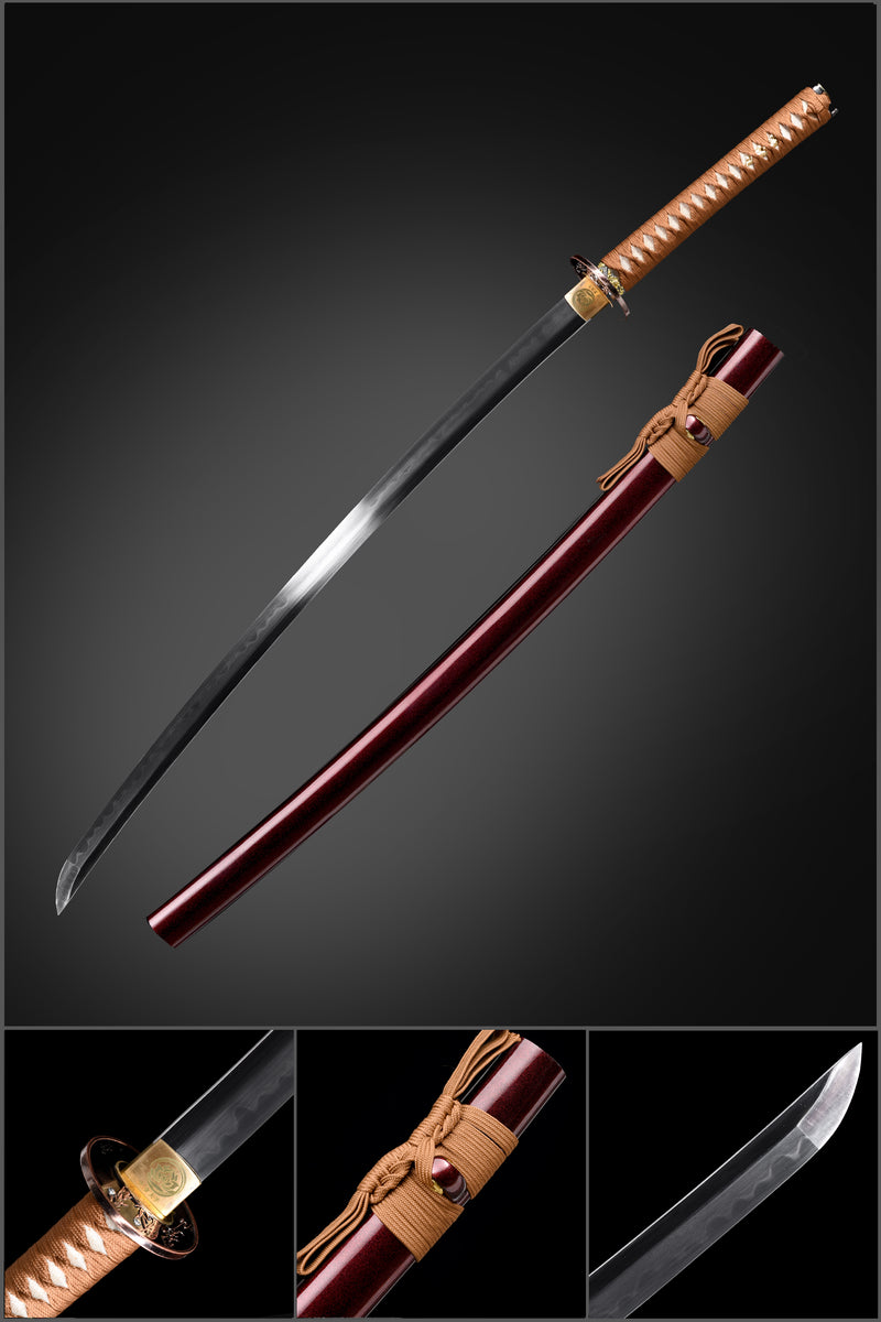 Bloodbane - 1045 Steel Burnt Blade Katana with Ray Skin Handle & Copper Guard 