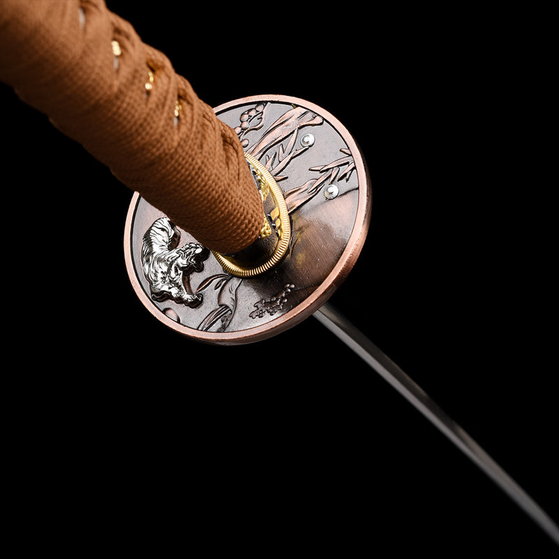 Bloodbane - 1045 Steel Burnt Blade Katana with Ray Skin Handle & Copper Guard 