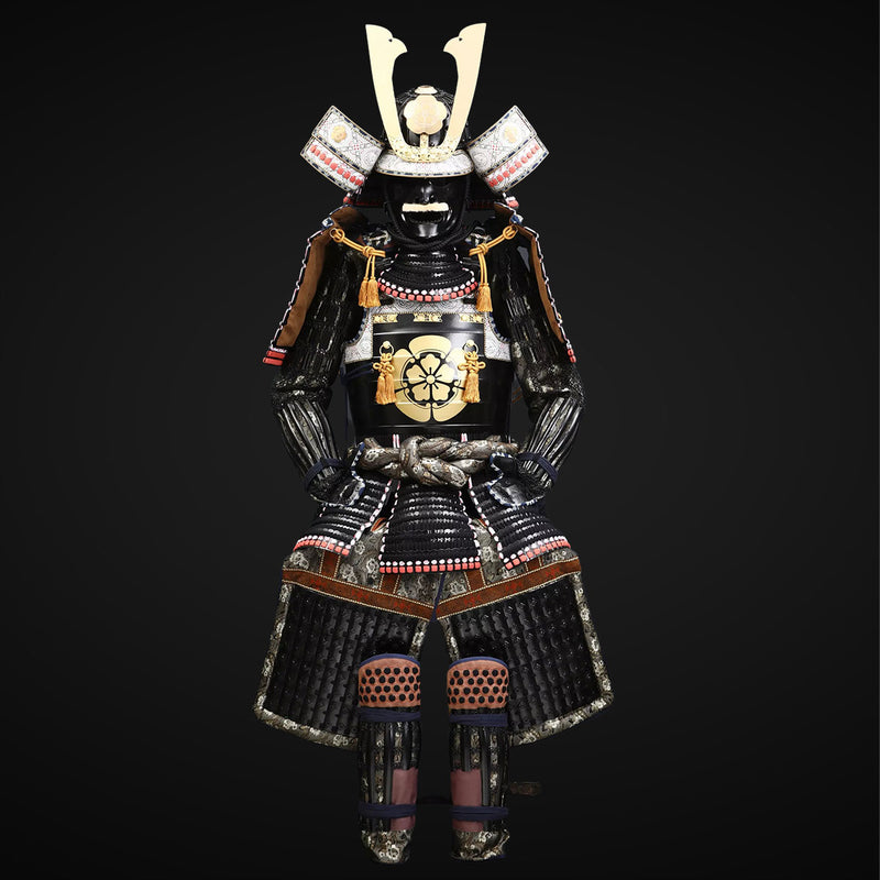 HHandmade Oda Clan Samurai Armor with Kuro Kuwagata Kabuto Helmet – Black & Brown Odoshi 