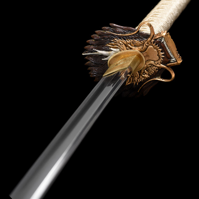 Dragon Scales T10 Forged Katana with Genuine Ray Skin & Gold-Silver Fittings 