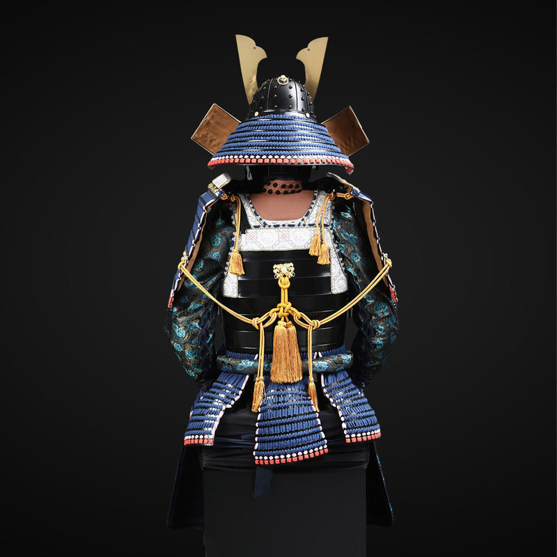 Handmade Life Size Yoroi Oda Clan Black,Blue Samurai Armor with Kuro K 
