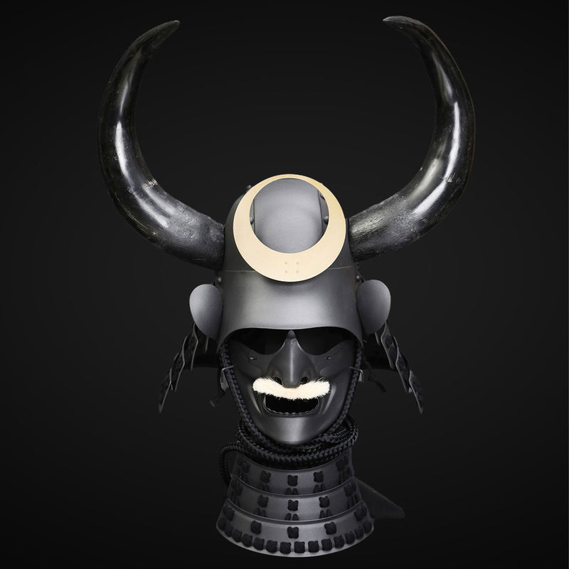 Handmade Black Samurai Armor with Bull Antlers Life Size Yoroi,Japanes 