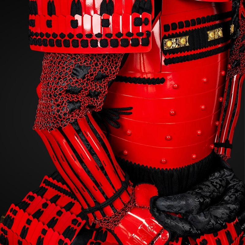 Handmade Tokugawa Clan Red Samurai Armor, Full-Size Yoroi, Japanese Wa 