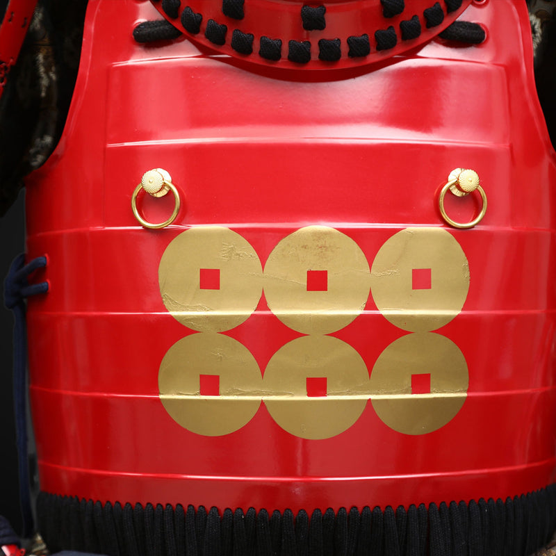 Handmade Life-Size Yoroi,Red Yukimura Sanada Samurai Armor with Deer A 