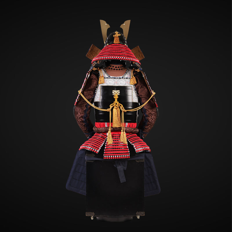 Handgefertigte lebensgroße rote Samurai-Rüstung des Yoroi, Takeda-Clan 