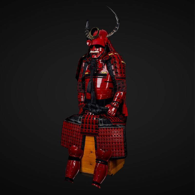 Handgefertigte rote Samurai-Rüstung des Sanada Nobuyuki-Clans, lebensg 