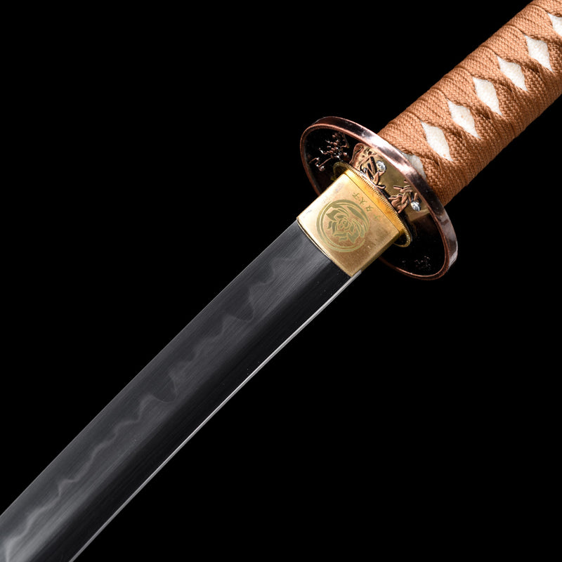 Bloodbane - 1045 Steel Burnt Blade Katana with Ray Skin Handle & Copper Guard 