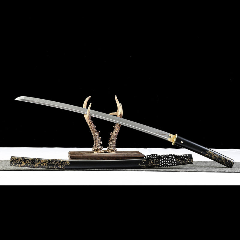 Ghost of Yotei Dark Night Golden Katana 1060 Carbon Steel Sword 