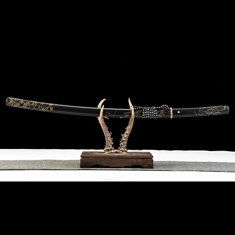 Ghost of Yotei Dark Night Golden Katana 1060 Carbon Steel Sword 