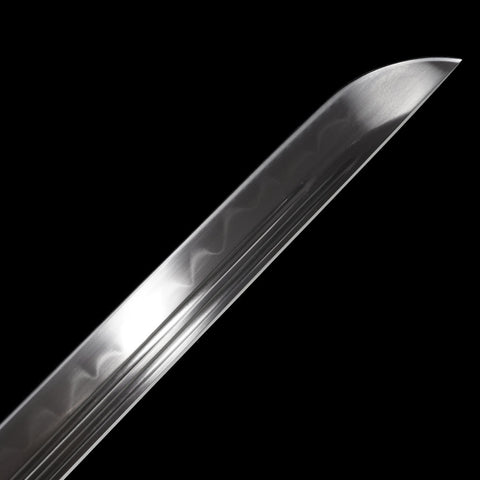 Silver Straight-Blade Samurai Sword Blue Handle, White Rayskin 1045 Carbon Steel