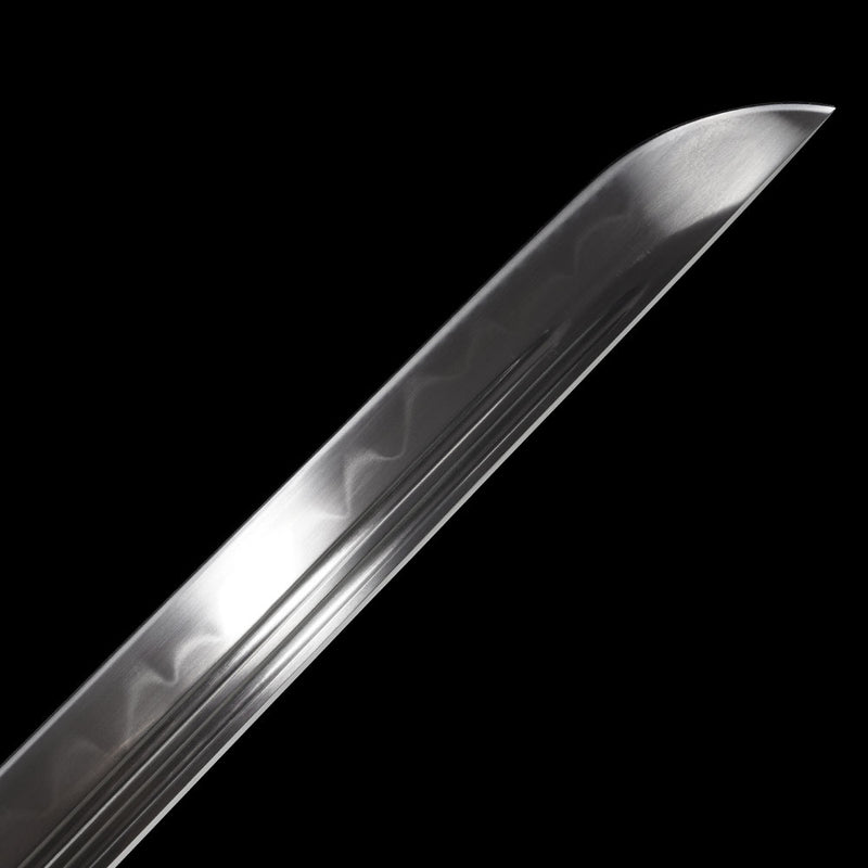 Silver Straight-Blade Samurai Sword 1045 High-Carbon Steel, Sharp Durable 