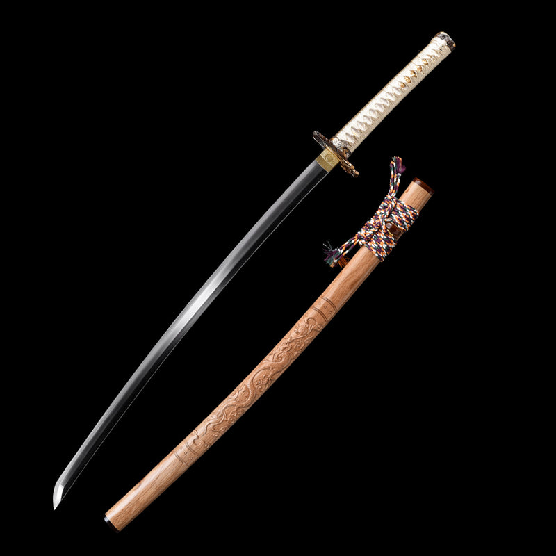 Dragon Scales T10 Forged Katana with Genuine Ray Skin & Gold-Silver Fittings 