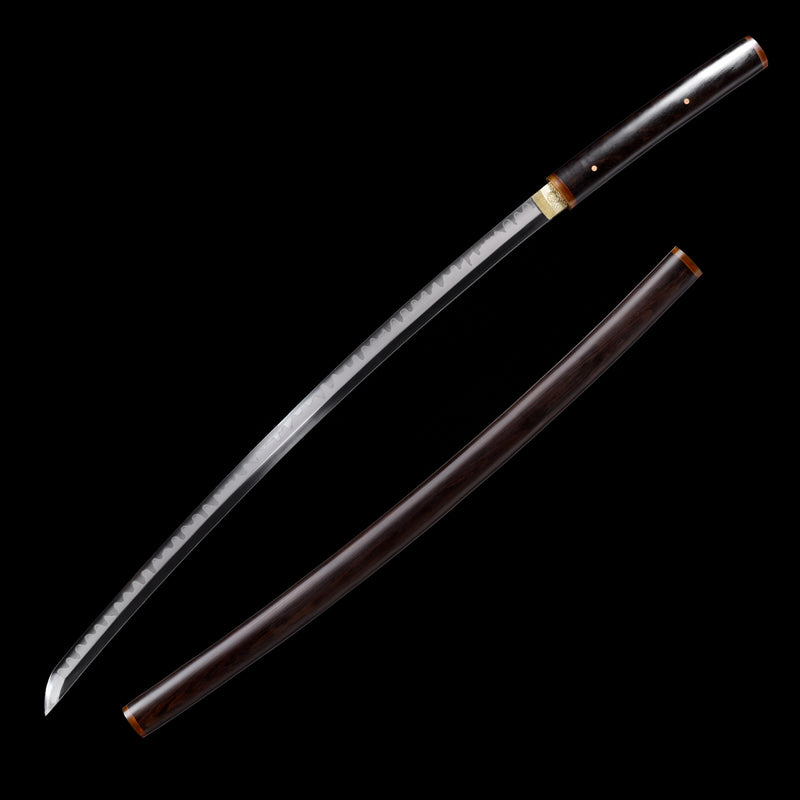 Ebony Wood Saya Katana Laido with T10 Forged Blade, Copper Guard, and  