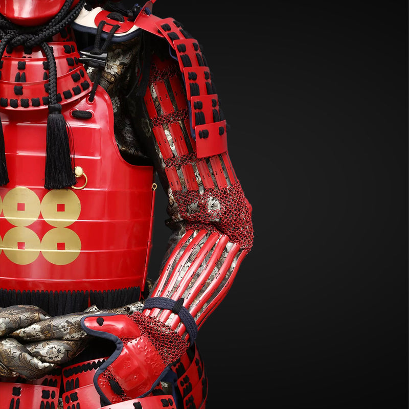 Handmade Life-Size Yoroi,Red Yukimura Sanada Samurai Armor with Deer A 