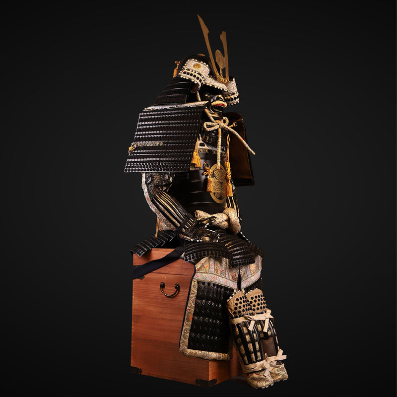 Handmade Life-Size Tokugawa Clan Samurai Armor in Black & White 