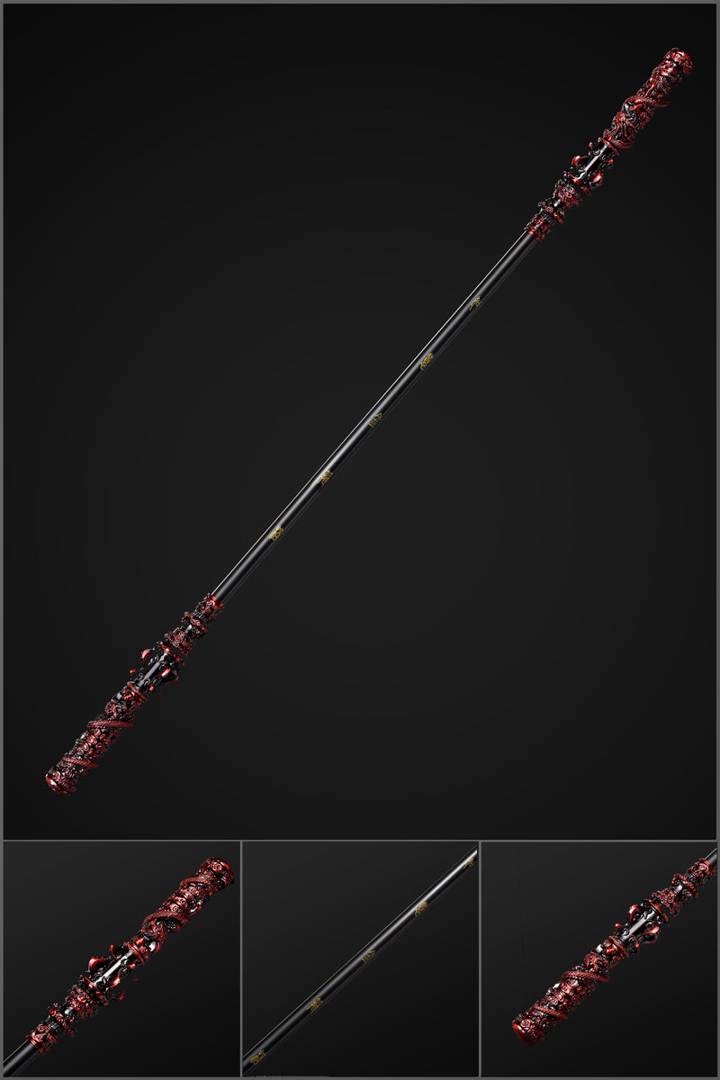 Black Myth Wukong schwarz-rote Legierung Ruyi Jingu Bang Stab Replik – 180 cm 