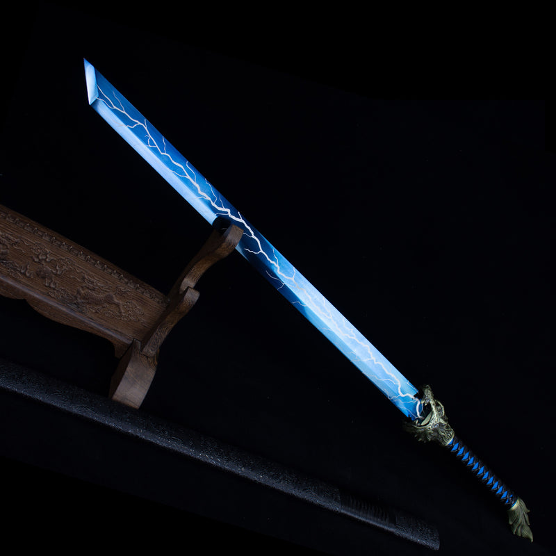 Chinese Tang Dao Sword - High Manganese Steel, Wolf Head Handle 