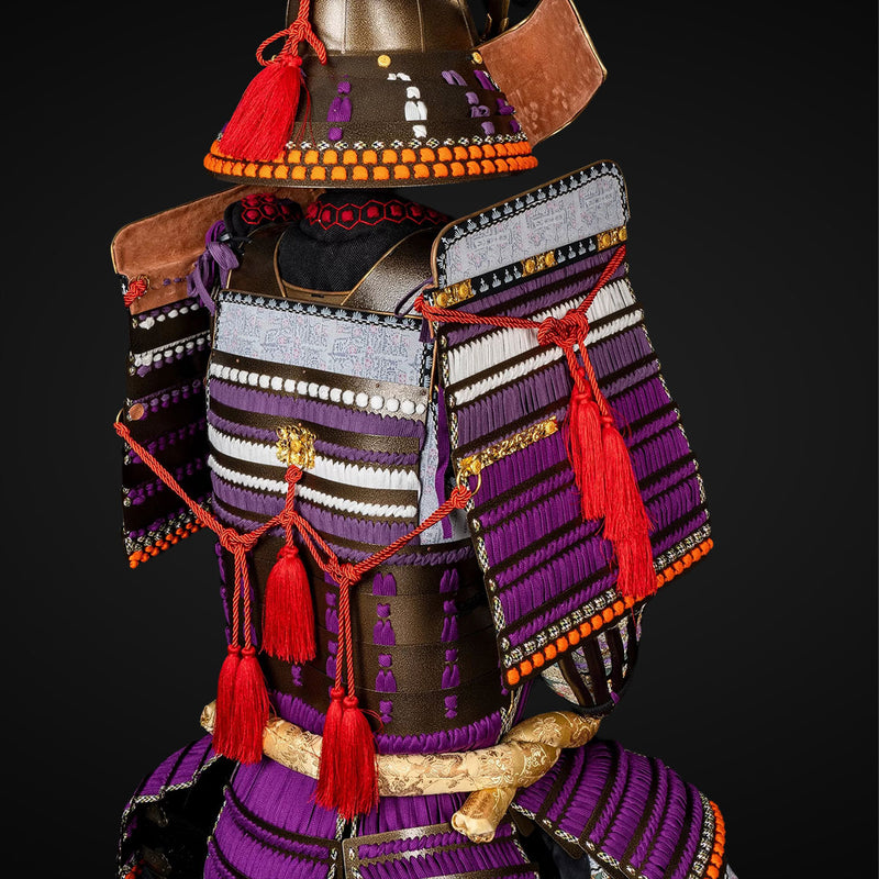 Handmade Life-Size Yoroi,Oda Clan Kachi Brown & Purple Samurai Armor 