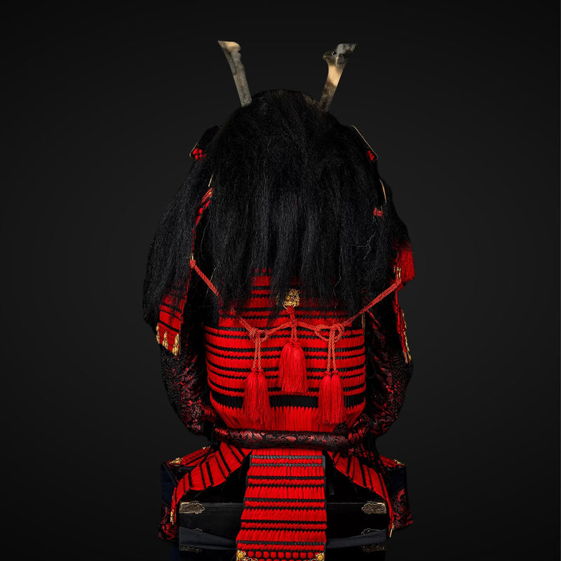 Handmade Kachi Red & Black Oda Clan Samurai Armor, Life Size Yoroi 