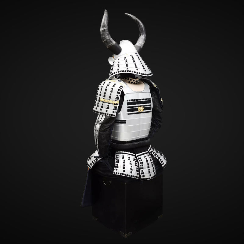 Handmade Life Size Yoroi,Silver Japanese Samurai Armor with Helmet 