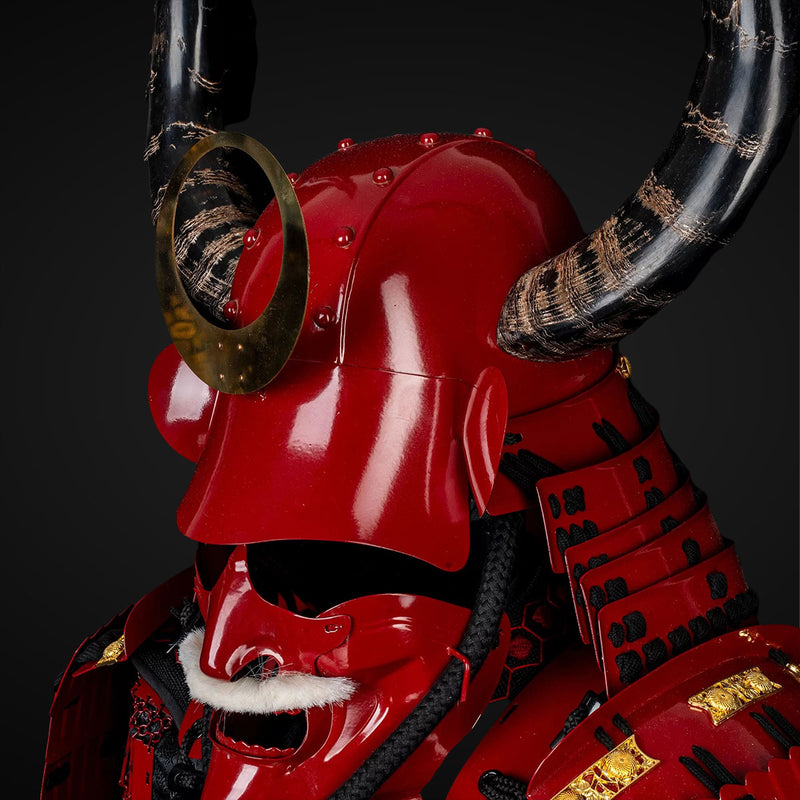Handgefertigte rote Samurai-Rüstung des Sanada Nobuyuki-Clans, lebensg 