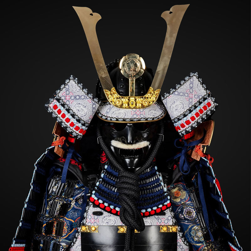 Handmade Life-Size Yoroi, Oda Clan Kachi Blue & Black Samurai Armor ,  