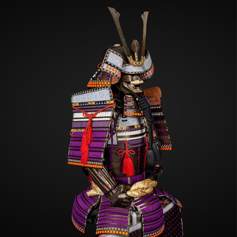 Handmade Life-Size Yoroi,Oda Clan Kachi Brown & Purple Samurai Armor 