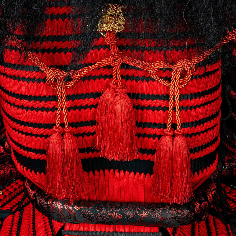 Handmade Kachi Red & Black Oda Clan Samurai Armor, Life Size Yoroi 