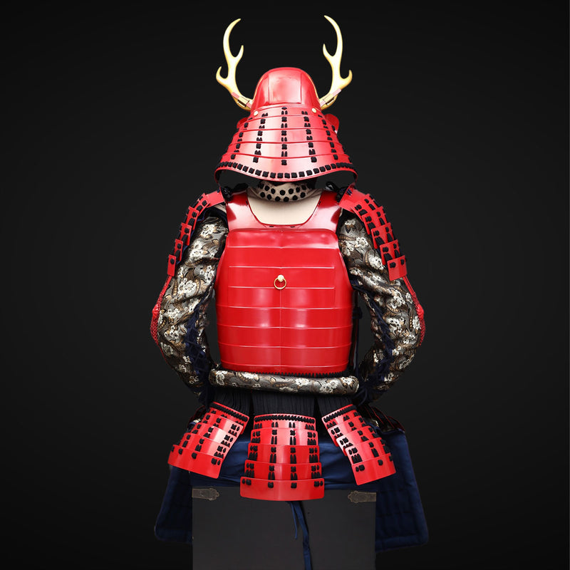 Handmade Life-Size Yoroi,Red Yukimura Sanada Samurai Armor with Deer A 
